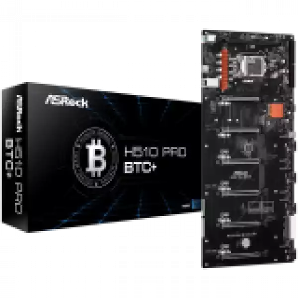 ASROCK Main Board Desktop H510 PRO BTC+ (s1200, H510, 1xDDR4, 6x PCI Ex3.0 x16, 1x Mining Port (M_Port1 at x1), 1xSATA, 1xM.2, 2x USB3.1 Gen1, 2x USB2.0, HDMI, GLAN, Power/Reset button, ATX, Retail)