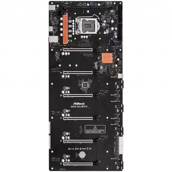 ASROCK Main Board Desktop H510 PRO BTC+ (s1200, H510, 1xDDR4, 6x PCI Ex3.0 x16, 1x Mining Port (M_Port1 at x1), 1xSATA, 1xM.2, 2x USB3.1 Gen1, 2x USB2.0, HDMI, GLAN, Power/Reset button, ATX, Retail) ASROCK Main Board Desktop H510 PRO BTC+ (s1200, H510, 1xDDR4, 6x PCI Ex3.0 x16, 1x Mining Port (M_Port1 at x1), 1xSATA, 1xM.2, 2x USB3.1 Gen1, 2x USB2.0, HDMI, GLAN, Power/Reset button, ATX, Retail)