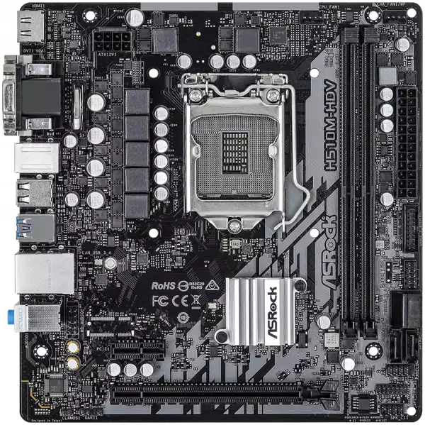 ASROCK Main Board Desktop H510M-HDV (H510, S1200, 2xDDR4, 1xPCIe 4.0x16, 1xPCIe 3.0x1, 4xSATA3 , 4xUSB3.2 Gen1, VGA, DVI-D, HDMI, GLAN, mATX, Retail)