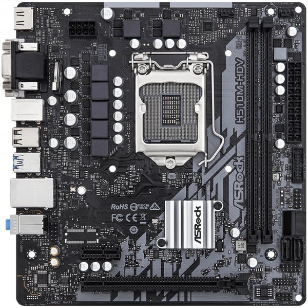 ASROCK Main Board Desktop H510M-HDV (H510, S1200, 2xDDR4, 1xPCIe 4.0x16, 1xPCIe 3.0x1, 4xSATA3, 4xUSB3.2 Gen1, VGA, DVI-D, HDMI, GLAN, mATX) Retail