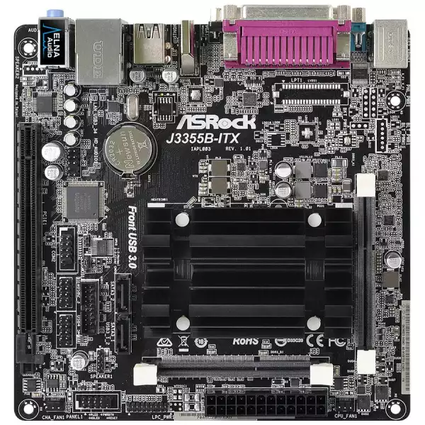 ASROCK Main Board Desktop (J3355 2.5GHz, DDR3 SO DIMM, 1xPCI 2.0x1,HDMI,VGA, 8ch, GLan,SATAIII,COM, LPT) Mini-ITX Box