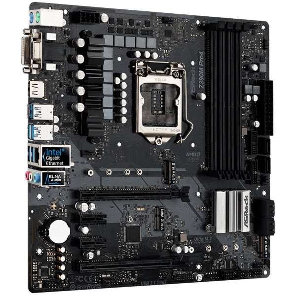 ASROCK Main Board Desktop Z390 (S1151, 4xDDR4,2xPCIe x16,2xPCI Ex1, 6 SATA3, 2xUltra M.2 ,GLAN,VGA, DVI, HDMI, COM Header,6 USB 3.1 ) mATX retail ASROCK Main Board Desktop Z390 (S1151, 4xDDR4,2xPCIe x16,2xPCI Ex1, 6 SATA3, 2xUltra M.2 ,GLAN,VGA, DVI, HDMI, COM Header,6 USB 3.1 ) mATX retail