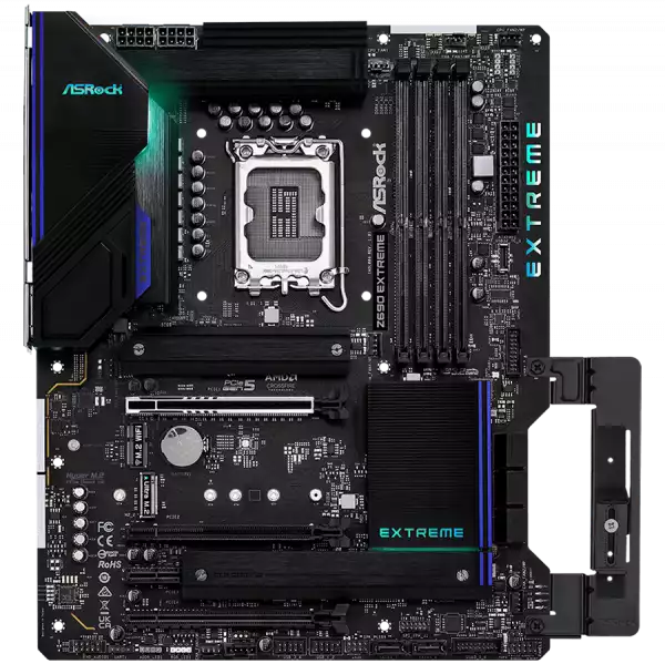 ASROCK Main Board Desktop Z690 Extreme (S1700, Z690, 4x DDR4, 3x PCIe x16, 1x PCIe x1, 8x SATA3 6.0Gb/s, 1x m.2 PCIe Gen4x4, 1x PCIe Gen3x4, RAID 0,1,5,10, 10x USB 3.2, 2x RG-45 2.5G Lan, HDMI, DP, SPDIF, ATX, Retail ASROCK Main Board Desktop Z690 Extreme (S1700, Z690, 4x DDR4, 3x PCIe x16, 1x PCIe x1, 8x SATA3 6.0Gb/s, 1x m.2 PCIe Gen4x4, 1x PCIe Gen3x4, RAID 0,1,5,10, 10x USB 3.2, 2x RG-45 2.5G Lan, HDMI, DP, SPDIF, ATX, Retail