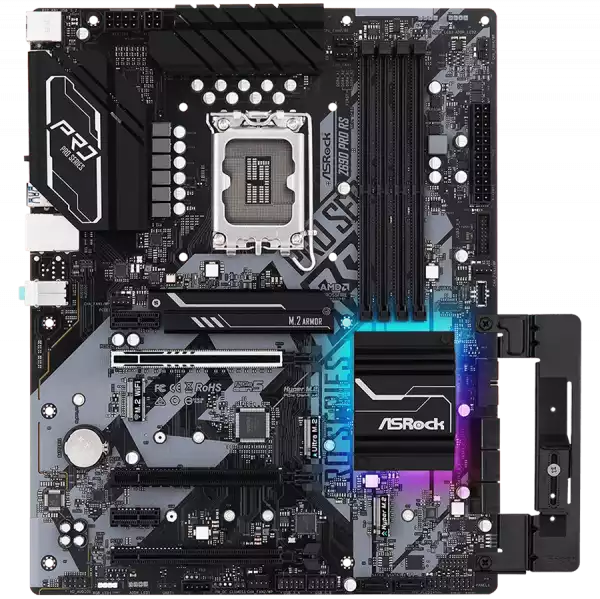 ASROCK Main Board Desktop Z690 PRO RS (S1700, Z690, 4x DDR4, 3x PCIe x16, 2x PCIe x1, 8x SATA3 6.0Gb/s, 2x m.2 PCIe Gen4x4, RAID 0,1,5,10, 9x USB 3.2, 1x RJ-45 2.5G Lan, HDMI, DP, ATX, Retail