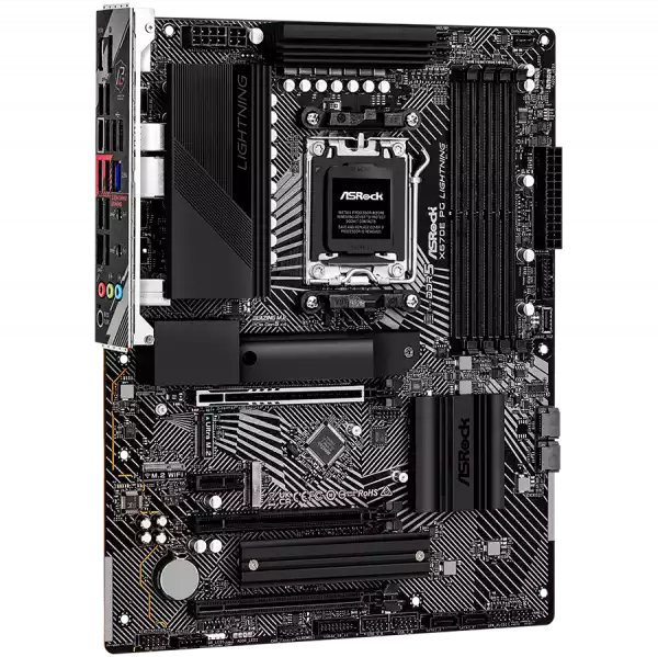 ASROCK MB Desktop X670E PG Lightning, AM5, 4x DDR5, 1x PCIe 5.0 x16, 2x PCIe 4.0 x16, 1x PCIe 4.0 x1, 4x SATA3, 1x Hyper M.2 (PCIe Gen4x4), 1x Blazing M.2(PCIe Gen5x4), 1x Ultra M.2, 7.1 CH HD Audio, 1x HDMI, 1x DisplayPort, 2.5G LAN, ASROCK MB Desktop X670E PG Lightning, AM5, 4x DDR5, 1x PCIe 5.0 x16, 2x PCIe 4.0 x16, 1x PCIe 4.0 x1, 4x SATA3, 1x Hyper M.2 (PCIe Gen4x4), 1x Blazing M.2(PCIe Gen5x4), 1x Ultra M.2, 7.1 CH HD Audio, 1x HDMI, 1x DisplayPort, 2.5G LAN,