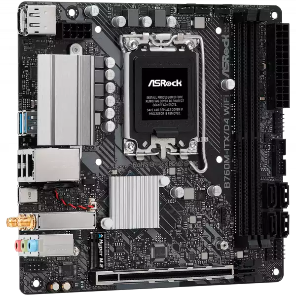 ASROCK MB B760 LGA1700 2 x DDR4 1 x HDMI 1 x DisplayPort 1 x M.2 4 x SATA3 Mini-ITX
