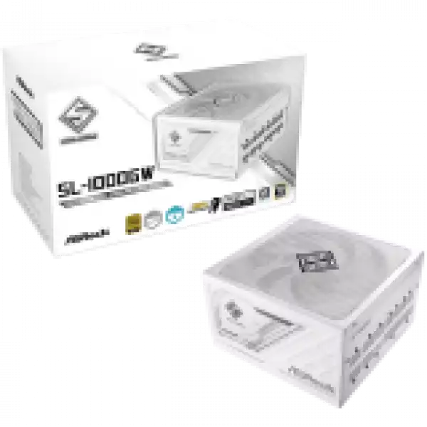 Asrock SL-1000GW, 1000W, 80 Plus GOLD, Fully Modular PSU, Japanese Capacitors, 2x EPS 12V CPU(4+4pin), 1x PCIe5.1 (12+4pin), 3x PCIe (6+2pin), 3x 4-pin connectors, 9x SATA, OCP, SCP, OVP, UVP, OTP, OPP protections, 135 mm Axial Fan, ATX 3.1, White
