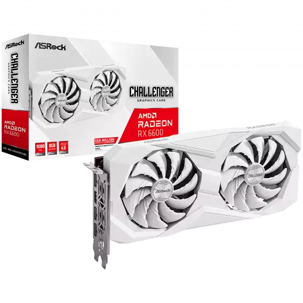ASROCK Video Card AMD Radeon RX6600 Challenger White 8GB, GDDR6 128 bit, 1xHDMI, 3xDP 1.4, power 1x8 pin, recommended PSU 500W, 90-GA4UZZ-00UANF