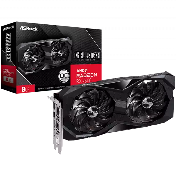 ASROCK Video Card AMD Radeon RX-7600 Challenger 8GB GDDR6 128bit, 2695 MHz / 18Gbps, 3x DP 2.1, 1x HDMI, 2 fan, 2 slot ASROCK Video Card AMD Radeon RX-7600 Challenger 8GB GDDR6 128bit, 2695 MHz / 18Gbps, 3x DP 2.1, 1x HDMI, 2 fan, 2 slot