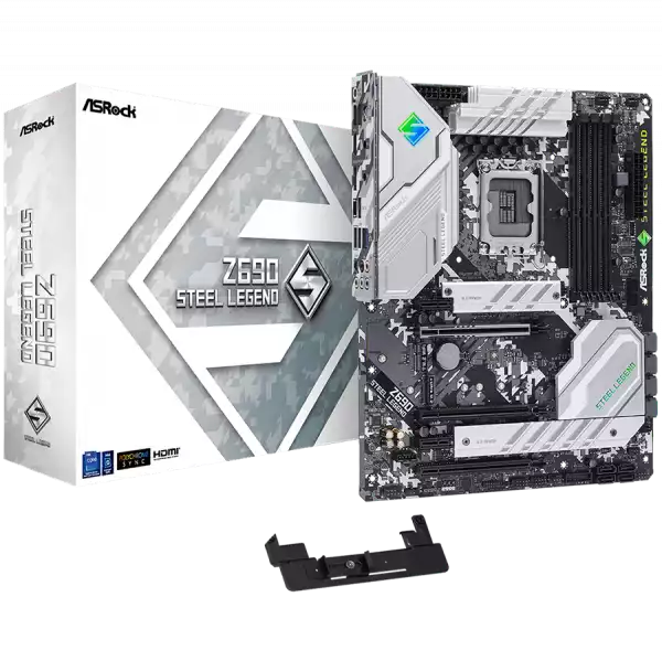 ASROCK Main Board Desktop Z690 Steel Legend (S1700, Z690, 4x DDR4, 3x PCIe x16, 2x PCIe x1, 8x SATA3 6.0Gb/s, 1x m.2 PCIe Gen4x4, 1x PCIe Gen3x4, RAID 0,1,5,10, 10x USB 3.2, 1x RJ-45 2.5G Lan, HDMI, DP, SPDIF, ATX, Retail