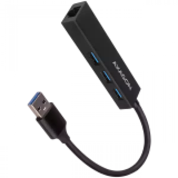 AXAGON HMA-GL3A 3x USB-A + GLAN, USB3.2 Gen 1 hub, metal, 20cm USB-A cable