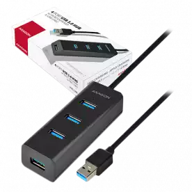 AXAGON HUE-S2BL 4x USB3.0 Charging Hub 1.2m Cable, MicroUSB Charging AXAGON HUE-S2BL 4x USB3.0 Charging Hub 1.2m Cable, MicroUSB Charging