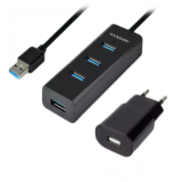 AXAGON HUE-S2BP 4x USB3.0 Charging Hub 1.2m Cable, MicroUSB Charging, Incl. AC Adapter