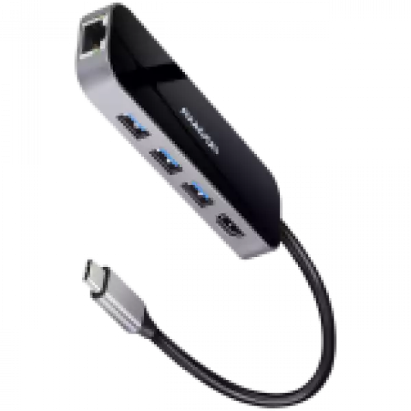 Axagon Multiport USB 3.2 Gen 1 hub. HDMI, Gigabit LAN and Power Delivery. 20 cm USB-C cable.