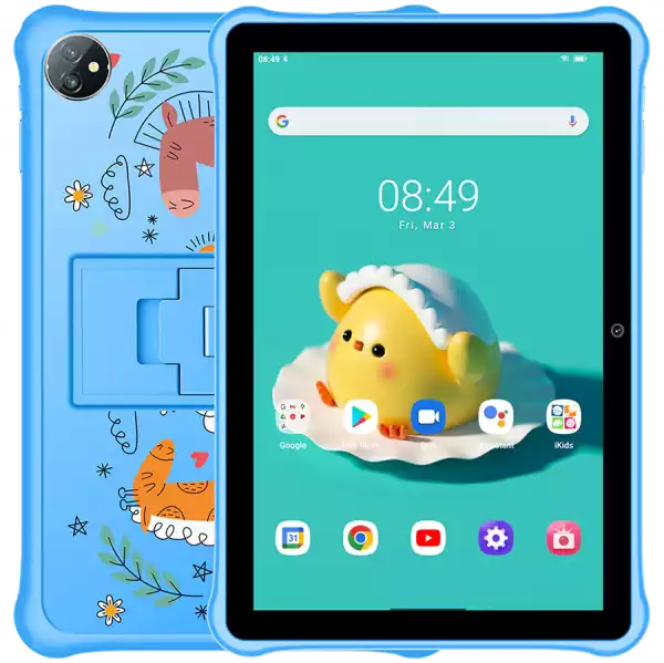 Blackview Tab A7 Kids WiFi 3GB/64GB, 10.1-inch HD+ 800x1280 IPS, Quad-core, 2MP Front/5MP Back Camera, Battery 6580mAh, Type-C, Android 12, SD card slot, EVA case, Blue