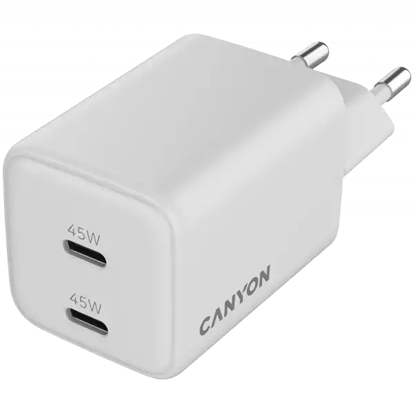 CANYON charger CU45CC GaN 45W 2xPD EU White CANYON charger CU45CC GaN 45W 2xPD EU White