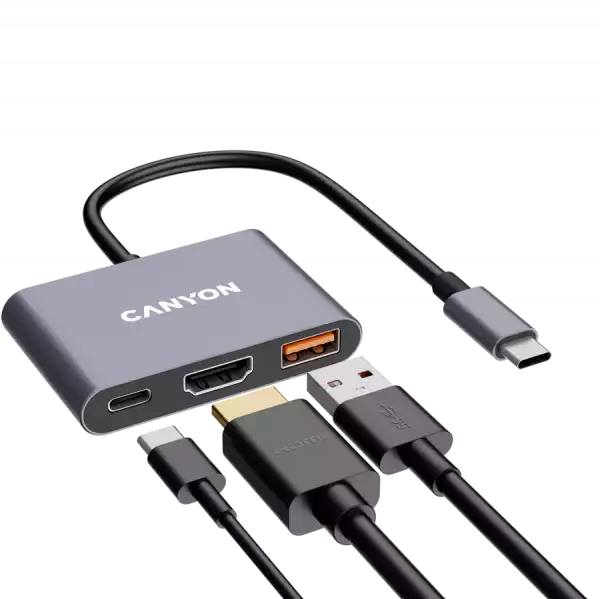 CANYON hub DS-4 3in1 USB-C Grey CANYON hub DS-4 3in1 USB-C Grey