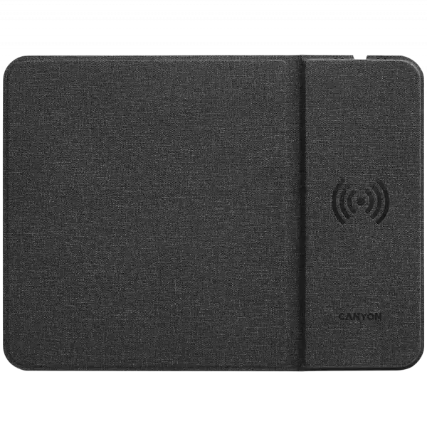 CANYON MP-W5, Mouse Mat with wireless charger, Input 5V/2A,9V2A Output 5W/7.5W/10W, 324*244*6mm, USB Type C cable length 1m, Black, 220g
