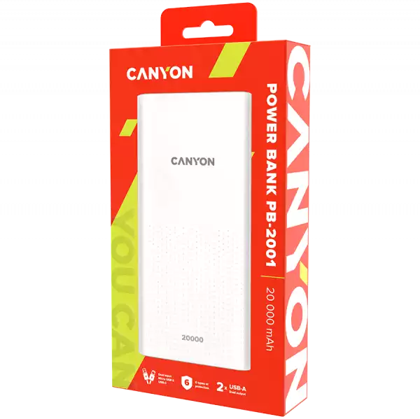 CANYON power bank PB-2001 20000 mAh White CANYON power bank PB-2001 20000 mAh White