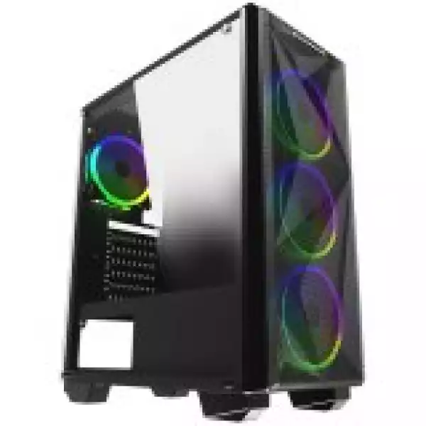 Chassis Beast EN42876, ATX, M-ATX, Mini ITX, USB3.0x1, USB2.0x2, Front Mesh Grill & Left Tempered Glass, CY120 Fansx4 (Fx3 & Rx1)
