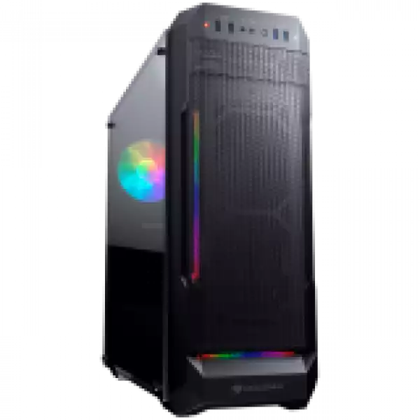 Chassis COUGAR MX331 Mesh-G, Mid Tower, MiniITX/MicroATX/ATX, 204x481x443(mm), USB 3.0 x 2, USB 2.0 x 2, Mic x 1 / Audio x 1, RGB Control Button, Mesh with ARGB strips Front Panel, 120mm x 1(ARGB fan x 1 pre-installed), 4mm Tempered Glass Left Panel