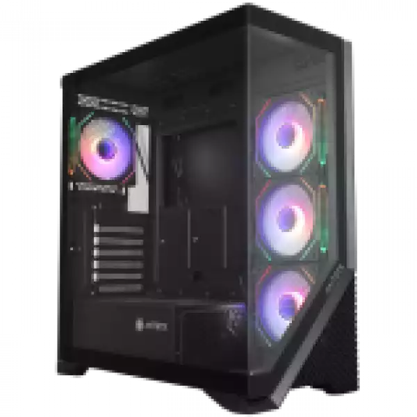 Chassis FC-AR17A-ARGB, 7 slots, 1 x Type C, 2 X USB 3.0, 4 x ARGB, remote, Without PSU, Black