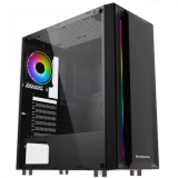Chassis Helios EN43224, ATX, M-ATX, Mini ITX USB3.0x1 + USB2.0x2, Rainbow LED Stripe Frontpanel, Left Tempered Glass, 1xCR120
