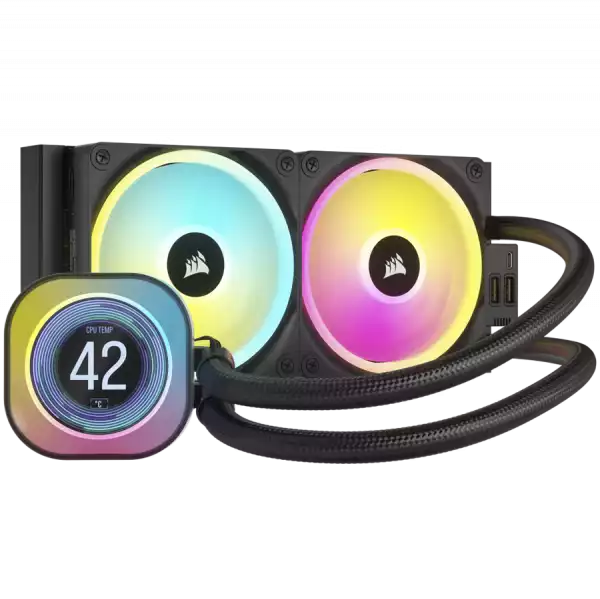 CORSAIR iCUE LINK H100i LCD AIO, 240mm Radiator, Liquid CPU Cooler, 277mm x 120mm x 27mm radiator