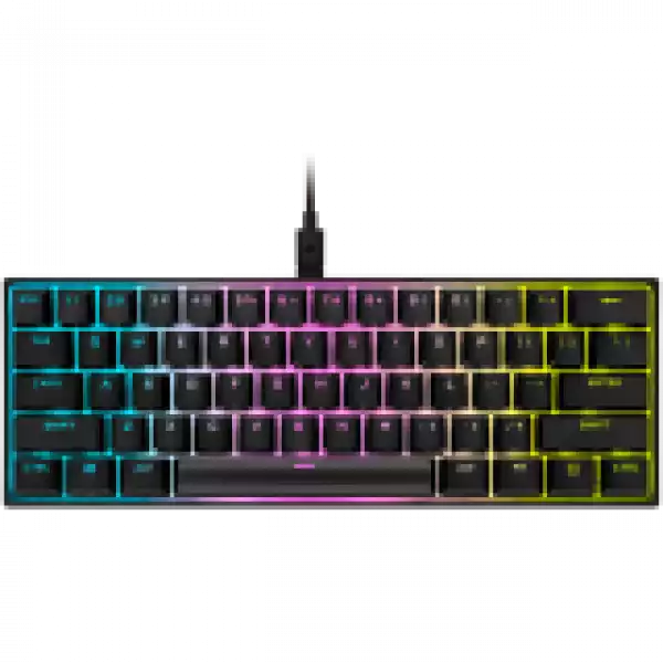 Corsair K65 RGB MINI 60% Mechanical Gaming Keyboard, Backlit RGB LED, CHERRY MX SPEED, Black, Black PBT Keycaps