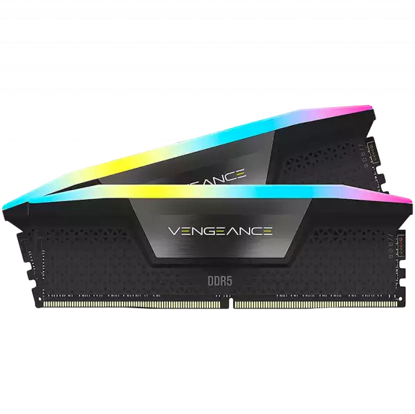 CORSAIR VENGEANCE RGB 32GB 2x16GB DIMM DDR5 6400MT/s Unbuffered 32-40-40-84 Std PMIC XMP 3.0 Black Heatspreader 1.4V