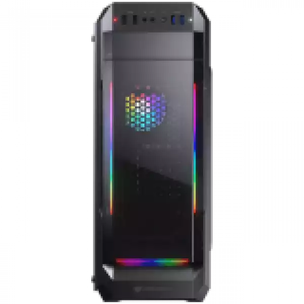 COUGAR MX331-T, Mid Tower, MiniITX/MicroATX/ATX, 204x481x443(mm), USB 3.0 x 2, USB 2.0 x 2, Mic x 1 / Audio x 1, RGB Control Button, Acyrlic with ARGB strips Front Panel, 120mm x 1(ARGB fan x1 pre-installed), 4mm Tempered Glass Left Panel, 5 Fans Max