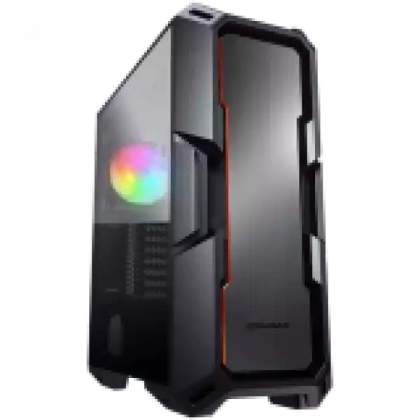 COUGAR MX440-A, Mid-Tower, Mini ITX/Micro ATX/ATX, 215x505x424(mm), Type C 3.1 x 1, USB 3.0 x 2, Mic x 1 / Audio x 1, Reset Button, 4mm Tempered Glass Left Panel, Brushed Metal Front Panel, 120mm ARGB Fan x 1 pre-installed, Maximum Number of Fans: 6