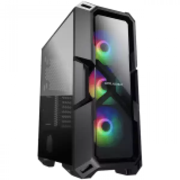 COUGAR MX440-G RGB, Mid-Tower, Mini ITX/Micro ATX/ATX, 215x505x424(mm), USB 3.0 x 2, USB 2.0 x 1, Mic x 1 / Audio x 1, RGB Button, 4mm Tempered Glass Front and Left Panel, 120mm ARGB Fans x 3 pre-installed, Maximum Number of Fans: 6