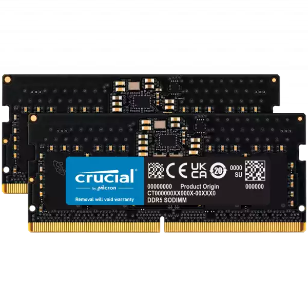 Crucial 32GB Kit (2x16GB) DDR5-5600 SODIMM CL46 (16Gbit) Crucial 32GB Kit (2x16GB) DDR5-5600 SODIMM CL46 (16Gbit)