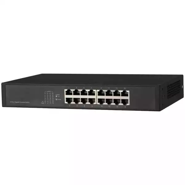 Dahua 16-Port 10/100/1000 Layer 2 unmanaged Switch, switch capacity 32G, packet forwarding rate 23.8Mpps, AC 240V