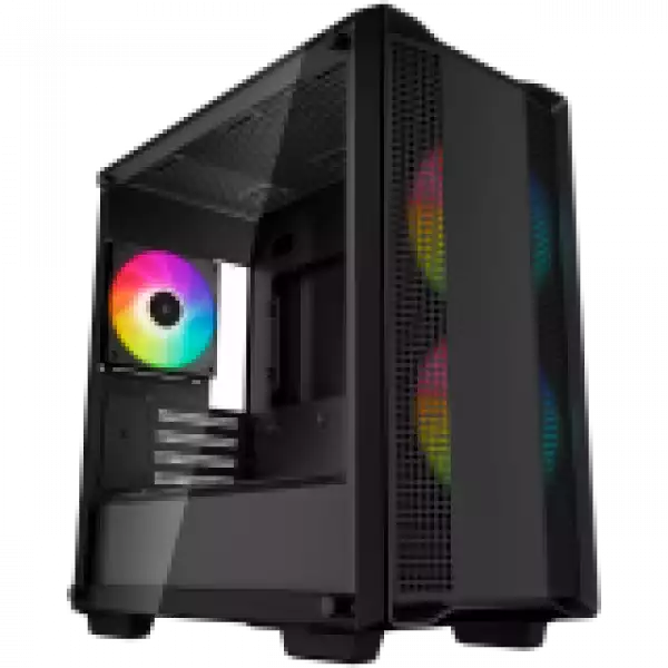 DeepCool CC360 ARGB, Mid Tower, Mini-ITX/Micro-ATX, 1xUSB3.0, 1xUSB2.0, 1xAudio, 3x120mm Pre-Installed ARGB Fans, Tempered Glass, Mesh Panel, Black, R-CC360-BKAPM3-G-1