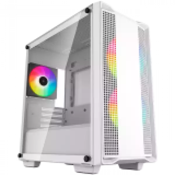 DeepCool CC360 ARGB WH, Mid Tower, Mini-ITX/Micro-ATX, 1xUSB3.0, 1xUSB2.0, 1xAudio, 3x120mm Pre-Installed ARGB Fans, Tempered Glass, Mesh Panel, White, R-CC360-WHAPM3-G-1