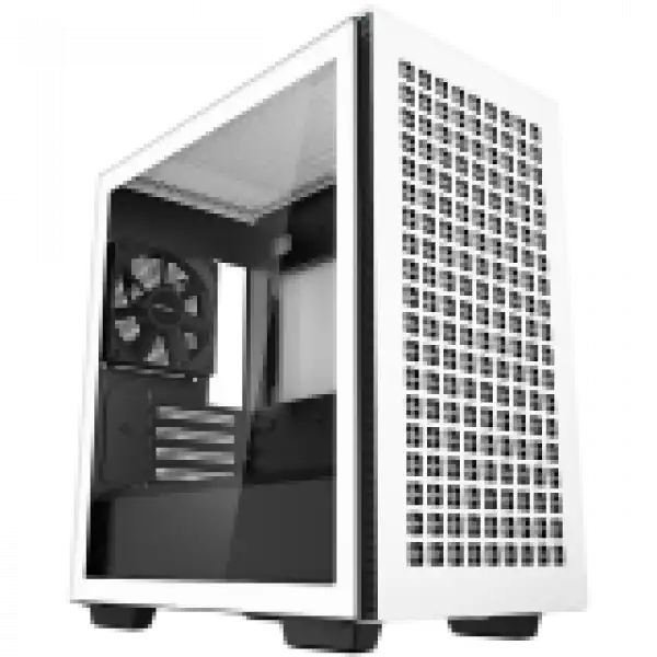 DeepCool CH370 WH, Mid Tower, Mini-ITX/Micro-ATX, 2xUSB3.0, 1xAudio, 1x120mm Pre-Installed Black Fan, Tempered Glass, Mesh Panel, White, R-CH370-WHNAM1-G-1