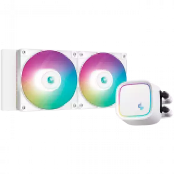 DeepCool LE520 WH, 240mm CPU Liquid Cooler, 2x120mm ARGB PWM Fans, Anti-Leak Technology, ARGB Pump Top, White, LGA 1700/1200/115x, AMD AM5/AM4, 3Y, R-LE520-WHAMMN-G-1