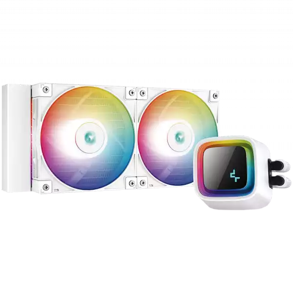 DeepCool LS520 SE White, 240mm CPU Liquid Cooler, 2x120mm FC120 ARGB PWM Fans, ARGB Infinity Mirror, LGA 1700/1200/1151/1150/1155, AMD AM5/AM4, 5Y, R-LS520-WHAMMM-G-1