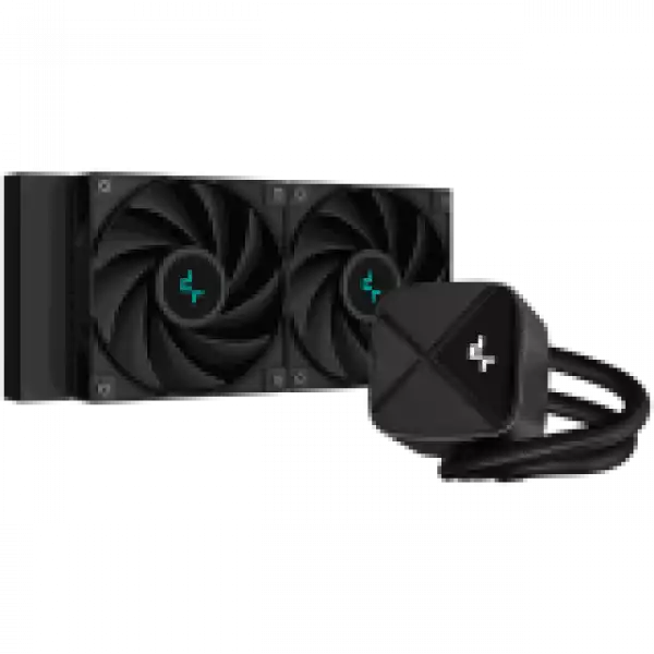 DeepCool LS520S Zero Dark, 240mm CPU Liquid Cooler, 2x120mm PWM Fans, Anti-Leak Technology, Black, LGA 1851/1700/1200/1151/1150/1155, AMD AM5/AM4, 5Y, R-LS520-BKNNMM-G-1