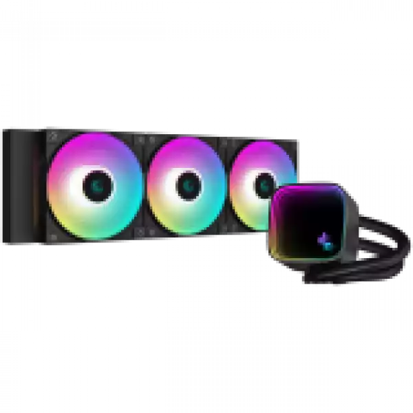 DeepCool LS720 SE, 360mm CPU Liquid Cooler, 3x120mm FK120 PWM Fans, ARGB Multidimensional Infinity Mirror Top Cap, Black, LGA 1700/1200/1151/1150/1155, AMD AM5/AM4, 5Y, R-LS720-BKAMMM-G-1