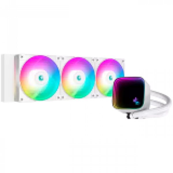 DeepCool LS720 SE White, 360mm CPU Liquid Cooler, 3x120mm FK120 PWM Fans, ARGB Multidimensional Infinity Mirror Top Cap, Black, LGA 1700/1200/1151/1150/1155, AMD AM5/AM4, 5Y, R-LS720-WHAMMM-G-1