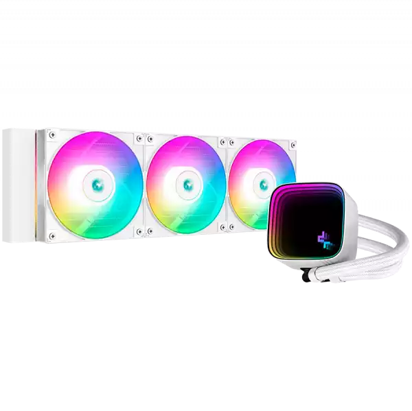 DeepCool LS720 SE White, 360mm CPU Liquid Cooler, 3x120mm FK120 PWM Fans, ARGB Multidimensional Infinity Mirror Top Cap, Black, LGA 1700/1200/1151/1150/1155, AMD AM5/AM4, 5Y, R-LS720-WHAMMM-G-1 DeepCool LS720 SE White, 360mm CPU Liquid Cooler, 3x120mm FK120 PWM Fans, ARGB Multidimensional Infinity Mirror Top Cap, Black, LGA 1700/1200/1151/1150/1155, AMD AM5/AM4, 5Y, R-LS720-WHAMMM-G-1