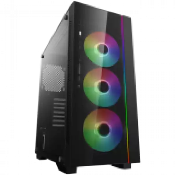 DeepCool MATREXX 55 3F A-RGB, Mid Tower Case, E-ATX/ATX/Micro-ATX/Mini-ITX, 2xUSB2.0, 1xUSB3.0, 1xAudio, 1xMic, ABS+SPCC+Tempered Glass, Mesh Panel, Pre-installed: Front 3×120mm ADD-RGB FAN, DP-ATX-MATREXX55V3-AR-3F