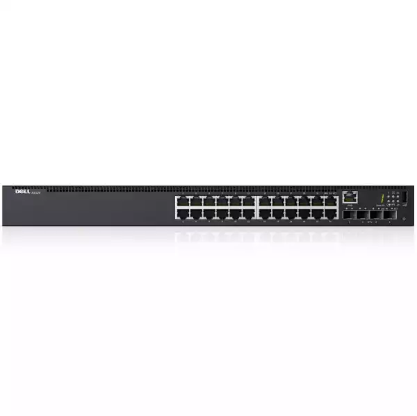 Dell Networking N1524, 24x 1GbE + 4x 10GbE SFP+ fixed ports, Stacking, IO to PSU airflow, AC