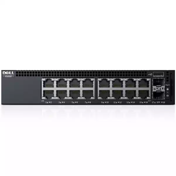 Dell Networking X1018 Smart Web Managed Switch, 16x 1GbE and 2x 1GbE SFP ports