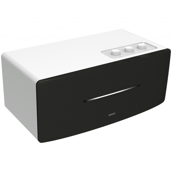 Edifier D12 2.0 Bluetooth Speaker, BT V5.0, RCA, AUX, 2x 4-inch Midrange Drivers, 2x 19mm Tweeters, Remote Control and Top-Mounted Controls, White