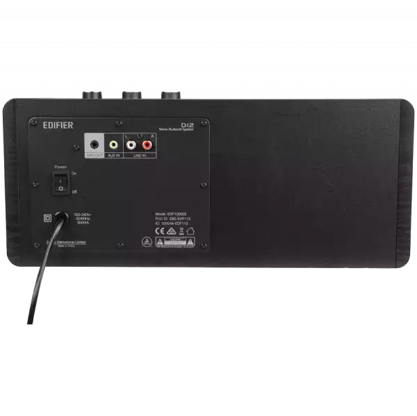 Edifier D12 2.0 Bluetooth Speaker, BT V5.0, RCA, AUX, 2x 4-inch Midrange Drivers, 2x 19mm Tweeters, Remote Control and Top-Mounted Controls, Black
