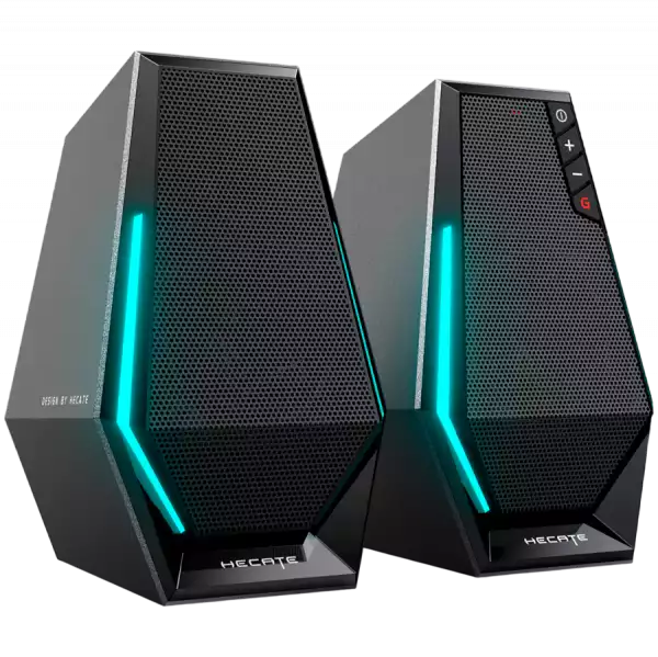 Edifier G1500 2.0 Audio System, BT V5.3, USB, AUX, 2.5-inch Drivers, RGB Lighting, 5W (RMS), Black